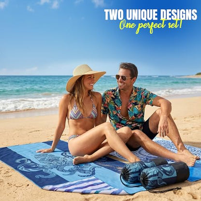 Utopia Towels Thin Microfiber Beach Towel with Travel Bag, 32x71 in (Octupus, Ocean Mandala) - color: Octopus & Ocean Mandala