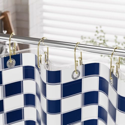 AmazerBath Shower Curtain Hooks, Gold Shower Curtain Hooks Rust Proof, Non-Slip Simple Double Hook Shower Curtain Hooks for Shower Curtain, Sturdy Shower Curtain Rings, 12Pcs - color: Gold, style: Minimalist