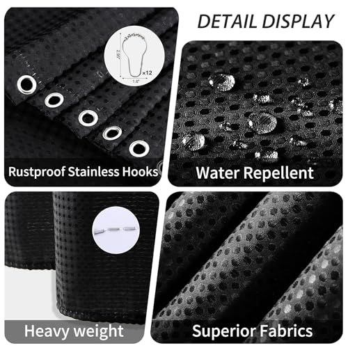 Bathroom Accessory Set - 26PC Bathroom Sets with Shower Curtain and Rugs, Black Bathroom Set, Bathroom Sets with Stainless Steel Trash Can, Toilet Brush