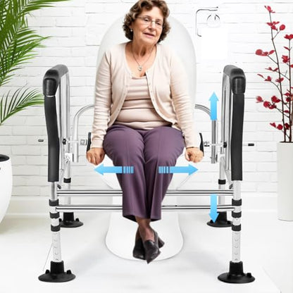Toilet Safety Rail,5 Gear Height Adjustable Toilet Rail for Elderly Adults,Portable Bathroom Toilet Rail,3 Gear Width Disabled Toilet Handles,Handrail Toilet Bars for Most Toilet 3