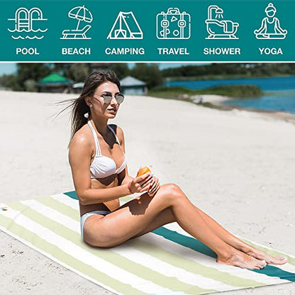 SUN CUBE Microfiber Beach Towel, Quick Dry, Beige Cream, 78x35 Inch | Quick Dry and Free Microfiber Towel, Lightweight Packable Swim Towel for Beach, Pool, Camping, Cruise, Travel - color: Beige, size: 78.00" x 35.00"