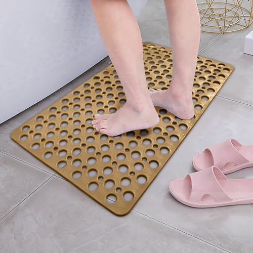 Bath Mat for Tub, 28 X 15 Inches Easy Clean Non Slip Machine Washable Large Bathroom Mat Set with Suction Cups and Drain Holes,Durable Grey Bath Mat for Home,Bathroom,Inside Shower Floor,Bathtub - color: Coffee