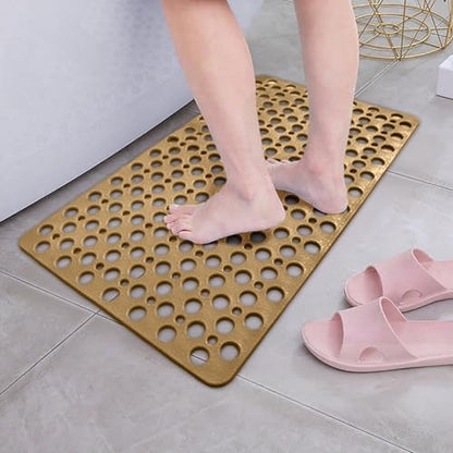 Bath Mat for Tub, 28 X 15 Inches Easy Clean Non Slip Machine Washable Large Bathroom Mat Set with Suction Cups and Drain Holes,Durable Grey Bath Mat for Home,Bathroom,Inside Shower Floor,Bathtub - color: Coffee