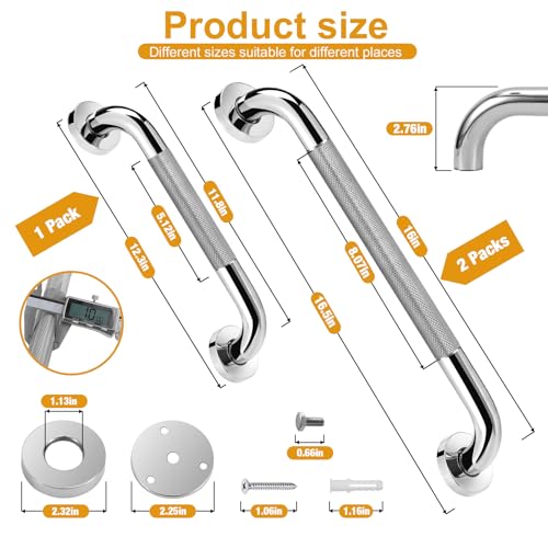 Shower Grab Bars for Bathroom 3 Pack Safety Bath Handle for Senior for Wall | Stainless Steel Anti Slip Grab Bars for Shower, Bath Handle for Elderly, Disabled, Shower Handrails for Bathtub Toilet