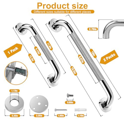 Shower Grab Bars for Bathroom 3 Pack Safety Bath Handle for Senior for Wall | Stainless Steel Anti Slip Grab Bars for Shower, Bath Handle for Elderly, Disabled, Shower Handrails for Bathtub Toilet