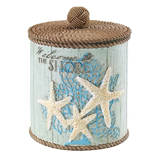 Avanti Linens - Covered Jar, Guest Bathroom Essentials, Coastal Inspired Bathroom Decor (Beachcomber Collection) - size: Covered Jar
