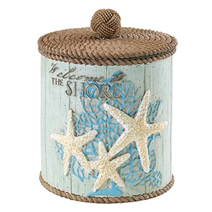 Avanti Linens - Covered Jar, Guest Bathroom Essentials, Coastal Inspired Bathroom Decor (Beachcomber Collection) - size: Covered Jar