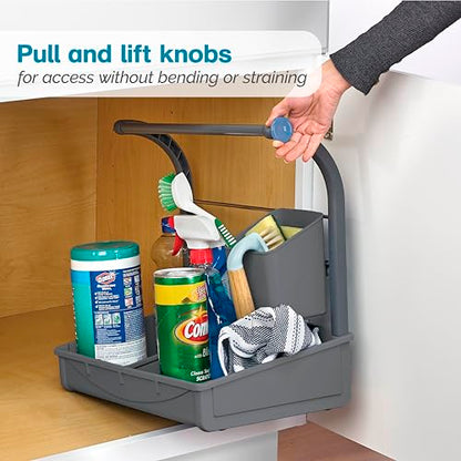 Polder Under Sink Storage Caddy, Kitchen and Bathroom Organization and Storage with Tray, Easy-to-Assemble, 16.75" x 10.5" x 16.5"