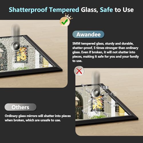 55x30 Inch Black Bathroom Mirror for Wall, Beveled Framed Rectangle Bathroom Vanity Mirrors for Over Sink, Bedroom, Living Room, Entryway, Anti-Rust, HD Tempered Glass, Horizontally/Vertically - size: 55"L x 30"W