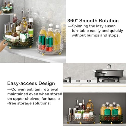 Makeup Perfume Organizer, 9 Inch /23cm 360 Degree Rotating Skincare Organizer, Cosmetics Organizer for Dresser Bathroom Bedroom Countertop Kitchen Pantry Cabinet Vanity Tray Refrigerator, Dark Green
