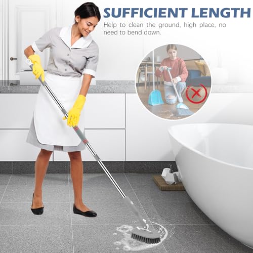 SetSail Tile Tub Scrubber Brush 3-in-1 Long Handle Shower Scrubber, Gray | with 3 Detachable Replacement Brush Head, Multi-Angle Cleaning Locks at 45°, 90°, 180° for Bathroom Kitchen Walls Tub Tile - color: Gray, size: 2 Pads