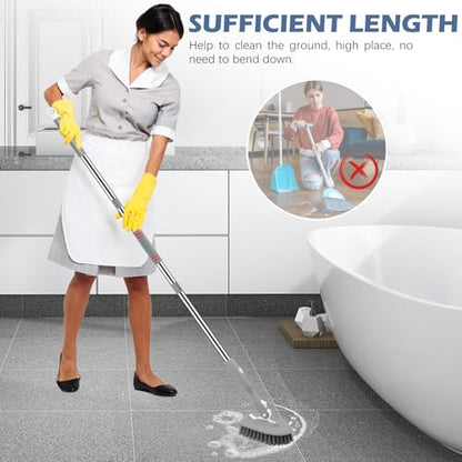 SetSail Tile Tub Scrubber Brush 3-in-1 Long Handle Shower Scrubber, Gray | with 3 Detachable Replacement Brush Head, Multi-Angle Cleaning Locks at 45°, 90°, 180° for Bathroom Kitchen Walls Tub Tile - color: Gray, size: 2 Pads