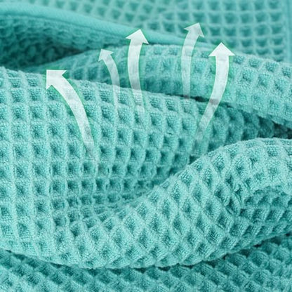 Microfiber Waffle Hand Towels, 2 Pieces, Soft, Absorbent, Fast Drying, Lint Free 430 GSM (Turquoise) - color: Turquoise