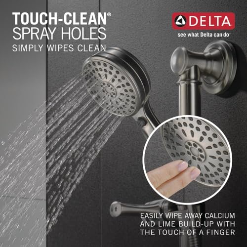 Delta Faucet 9-Spray Slide Bar Hand Held Shower with Hose, Brushed Nickel Handheld Shower Head, Slide Bar Hand Shower, Handheld Shower, Detachable Shower Head, Stainless 51900-SS - color: Stainless