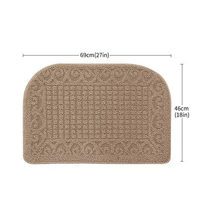 COSYHOMER 27x18 Half Round Kitchen Rug,Non Slip Washable Mat,Beige 1PC | Polypropylene tufted textile,small half circle rug,kitchen sink mat,Kitchen floor mat - color: Beige, size: 1'6" x 2'3" (Semicircular)