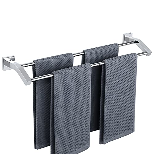 Alise Double Towel Bar,24" Double Towel Racks for Bathroom,Polished Chrome | Quick Drying Bathroom Towel Holder, SUS304 Stainless Steel Towel Hanger Wall Mounted, Useable Length 22.7" - color: Polished Chrome, size: 24-Inch (2-Bars)