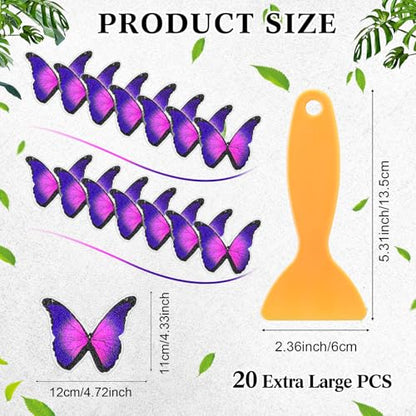 20 Pcs Non Slip Bathtub Stickers Anti Slip Shower Stickers Butterfly Anti Skid Bathtub Decals Adhesive Shower Grips Peel and Stick Treads Applique with Scraper(Purple,Butterfly) - color: Purple