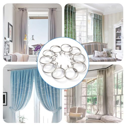 44 Pack Curtain Rings with Eyelets, Metal Drapery Ring for Pinch Pleat Curtains, Drape Ring 1.5 Inch I D Fits Up to 1.2 in Rod, Matte Silver - color: Matte Silver