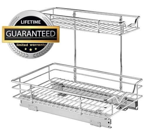 HOLDN’ STORAGE Under Sink Organizers and Storage, 11" W x 18" D x 15" H | 2-Tier Under-Sink Organizer, Full-Extension Slides, Keeps Cleaning Supplies, Bottles & Essentials Easy To Reach - size: 11" W x 18" D