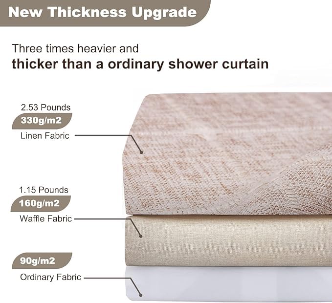 Farmhouse Brown Shower Curtain - Boho Modern Linen Fabric Shower Curtains for Bathroom, Chic Cute Wrinkle Free Thick Bathroom Curtain Set with Tassel - Bohemian Cloth Shower Curtain Long 71x79, Tan - color: Taupe, size: 71"W x 79"L (Pack of 1)