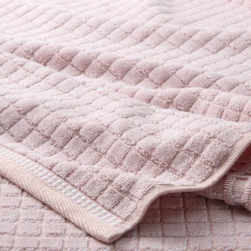 Town & Country Everyday 4-Piece Textured Windowpane Hand Towel Set, 20x30-Inch, 100% Cotton, Plush & Absorbent 550GSM, Blush - color: Blush