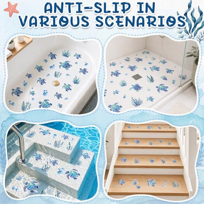 Fullhawl 30 Pcs Turtle Non Slip Bathtub Stickers Turtle Anti Slip Shower Stickers Shower Floor Nonslip Sticker Applique Adhesive Decals Treads with Scraper for Bathtub Bathroom Floor - style: Turtle