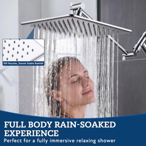 G-Promise 10 Inch All Metal Rain Shower Head with Handheld Spray (Chrome) | Full Body Coverage, Pause Mode Diverter, Power Wash Mode Handheld, Suits Every Height, Easy to Install, Modern Bath Upgrade - color: Chrome, size: 10 Inches