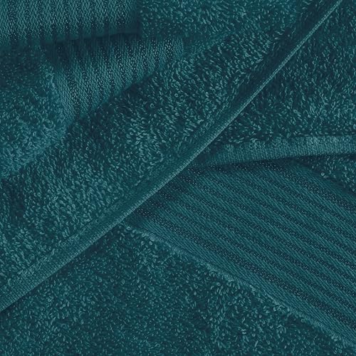 Ultra Soft 6 Pack Cotton Towel Set, Contains 2 Bath Towels 28x55 inch, 2 Hand Towels 16x24 inch & 2 Wash Coths 12x12 inch, Ideal Everyday use, Compact & Lightweight - Teal - color: Teal