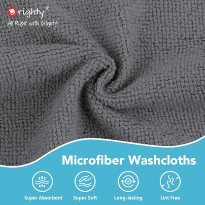 Orighty Wash Cloths, Face Towels 12x12 Inch 20 Pack | Soft Quick-drying Grey Washcloths, Multi-Purpose Microfiber Face Cloths for Bathroom, Gym, Spa, Hotel, Travel - color: Grey