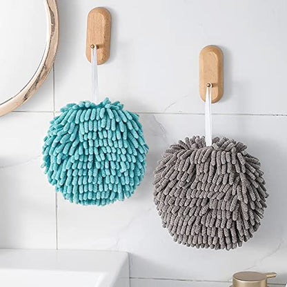 Emivery 4 Pcs Microfiber Hand Drying Towels, Absorbent Chenille Hand Towel with Hanging Loop, Quick Dry Hand Plush Absorbent Towels for Kitchen Bathroom - color: Gray,blue