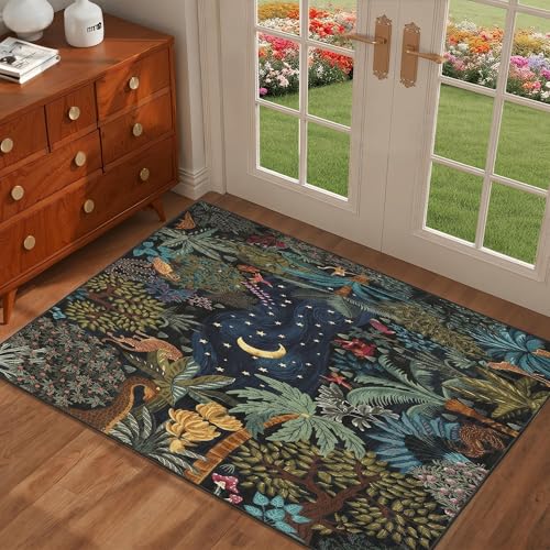 GarveeHome Jungle Animal Washable Area Rug - color: Blue, size: 2' x 3' (Rectangular)