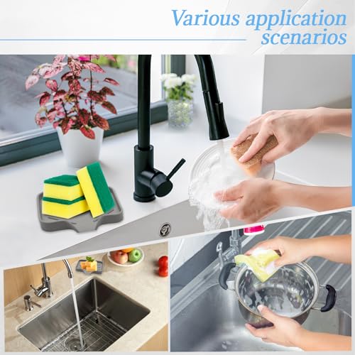 BokWin Silica Gel Soap Dish with Drain, Grey, 4.8x3.5 Inch | 1 Pack, Self Draining Soap Tray, For Shower, Bathroom and Kitchen, Sink Organizer, Bar Soap Holder - color: Grey