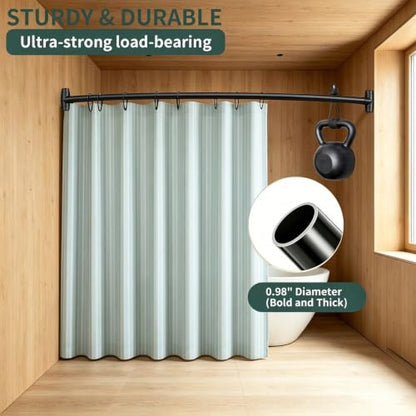 Matte Black Curved Shower Curtain Rod for Bathroom 33-78 In Adjustable Curved Shower Rod, RustProof Stainless Steel Round Shower Rods for Bathtub, Stall Extra Shower Space Need Drilling - color: Black