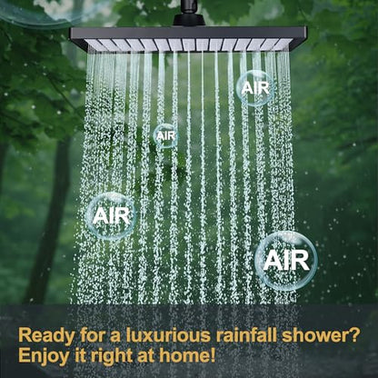 Cobbe Rainfall Shower Head for Bathroom, 11.8 Inch Large Rectangular with Adjustable Stainless Steel 11 Inch Extension Arm - Premium Quality Luxury Experience, 1-Min No Tools Installation, Black - color: Black