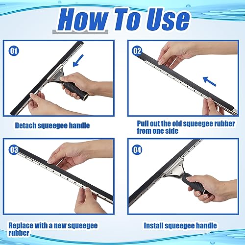 Frienda 50ft Squeegee Rubber Replacement Windows Silicone Blade Black Squeegee Cut to Size Scrubber Refill Head Bulk for Glass Shower Doors Floor Kitchen Car Cleaning