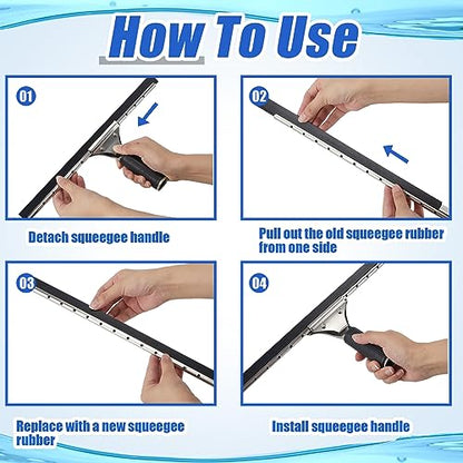 Frienda 50ft Squeegee Rubber Replacement Windows Silicone Blade Black Squeegee Cut to Size Scrubber Refill Head Bulk for Glass Shower Doors Floor Kitchen Car Cleaning