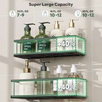 Simple Trending 6 Pack Shower Caddy Adhesive, Rustproof Shower Shelves | Stainless Steel Shower Organizer with Large Capacity, No Drilling Bathroom Organizers and Storage for Home Decor, Black