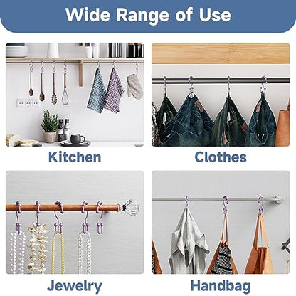 Titanker Shower Curtain Hooks Rings, Rust-Resistant Metal Double Glide Shower Hooks for Bathroom Shower Rods Curtains, Set of 12 Hooks - Greyish-Purple - color: Greyish-purple, style: Modern