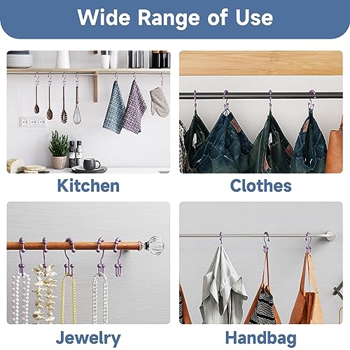 Titanker Shower Curtain Hooks Rings, Rust-Resistant Metal Double Glide Shower Hooks for Bathroom Shower Rods Curtains, Set of 12 Hooks - Greyish-Purple - color: Greyish-purple, style: Modern