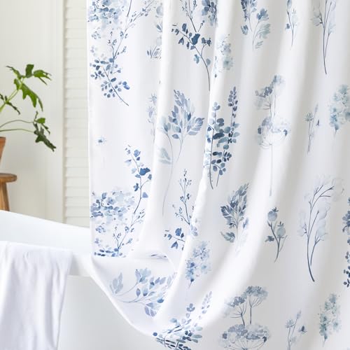Lino Rosa Navy Blue Small Stall Shower Curtain,Waterproof Fabric Dark Blue and White Nautical Theme Ocean Shower Curtains for Bathroom Set with Hooks 36X72 - color: Blue, size: 36"W x 72"L (Pack of 1)