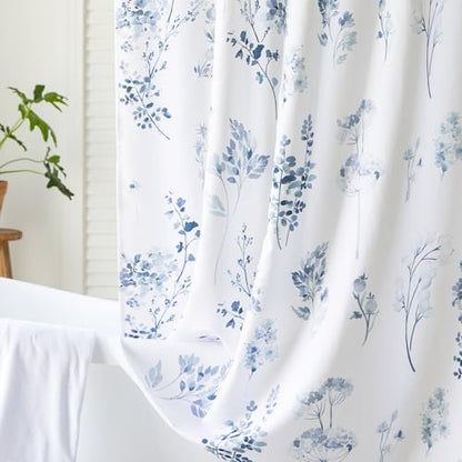 Lino Rosa Navy Blue Small Stall Shower Curtain,Waterproof Fabric Dark Blue and White Nautical Theme Ocean Shower Curtains for Bathroom Set with Hooks 36X72 - color: Blue, size: 36"W x 72"L (Pack of 1)