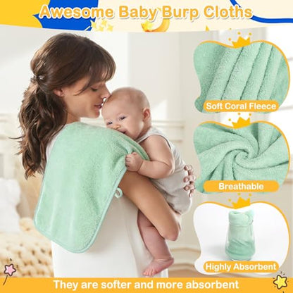 12 Pcs Baby Towel Set, Soft Baby Bath Towels and Washcloths Set, 2 Pcs Hooded Baby Towel, 2 Pcs Baby Burp Cloths and 8 Pcs Baby Washcloths for Infants, Toddlers and Kids (Dinosaurs & Elephants) - color: Dinosaurs & Elephants-12pcs