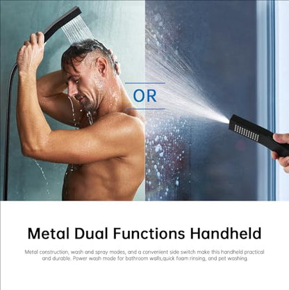 G-Promise 10 Inch All Metal Rain Shower Head with Handheld (Matte Black) | Full Body Coverage, Pause Mode Diverter, Power Wash Mode Handheld, Suits Every Height, Easy to Install, Modern Bath Upgrade - color: Matte Black, size: 10 Inches