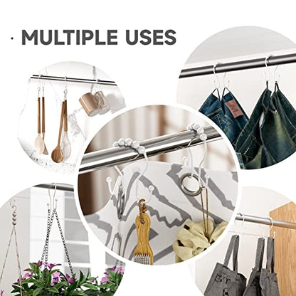 Bathway White Shower Curtain Hooks and Rings - Rust Proof, Smooth Glide, Double Hooks, 12 Pcs - color: White