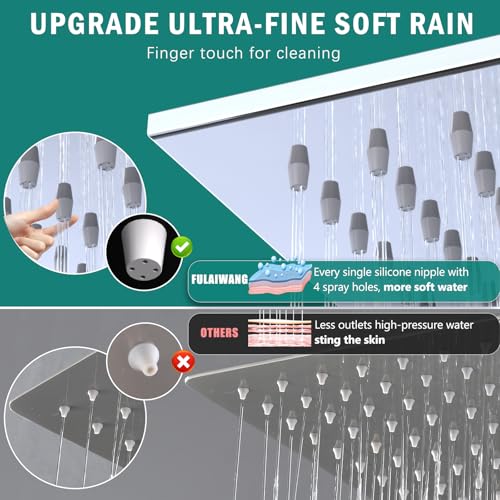 Enga Shower Faucet Set Shower System, Dual Shower Heads 10'' Rainfall with 6'' Wall Shower Head, 2 in 1 Handheld Spray with Valve Kit, Chrome - color: Chrome, style: Wall-10"+6" Head