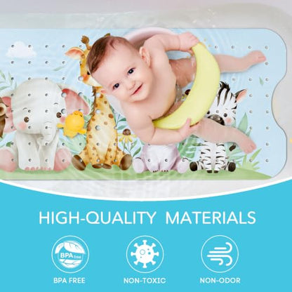 SHUCHING Baby Bath Mat for Tub Non Slip-40x16 Inch, Woodland Animal | Bathtub Mat for Kids & Toddler Mold Free, Long Shower Mat for Inside Shower with Suction Cup, Machine Washable - color: Woodland Animal