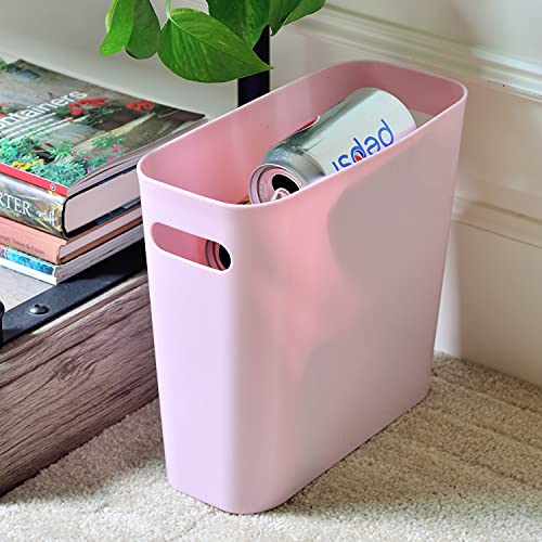 Youngever 1.5 Gallon Slim Trash Can, Plastic Garbage Container Bin, Small Trash Bin with Handles for Home Office, Living Room, Study Room, Kitchen, Bathroom (1 Pack Pink) - color: Pink
