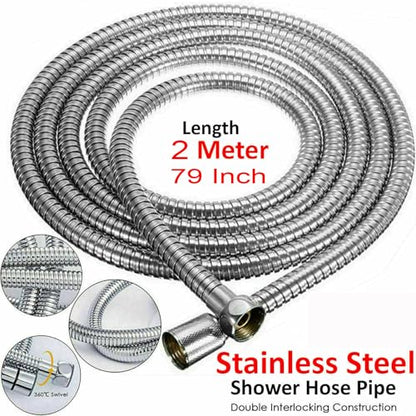 Shower Hose For Hand Held Shower Heads, 79 Inches Cord Extra Long Stainless Steel Hand Shower Hose, Ultra-Flexible Replacement Part with Brass Insert, Brushed Nickel