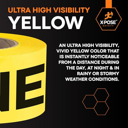 Xpose Safety Yellow Police Line Do Not Cross Tape – (2 Rolls) | 3" x 1000' High-Visibility Barricade Tape for Construction Sites, Hazards, Crime Scenes - color: Police Line Do Not Cross, size: 2 Mil