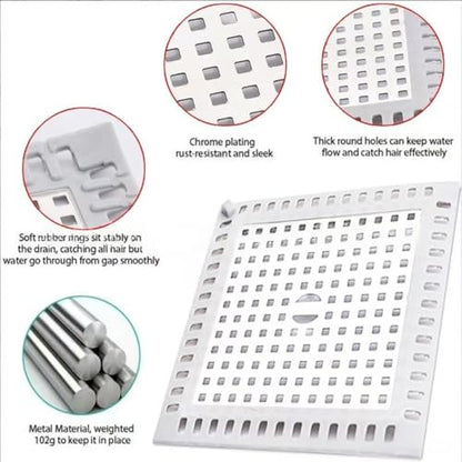 Hair Catcher/Drain Strainer/Shower Drain Cover for Bathroom Floor Drain, Stainless Steel and Silicone (2pack,4.9 inch) (Black)